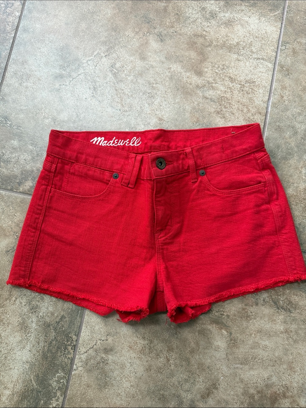 Madewell Red Denim Cutoff Shorts NWOT